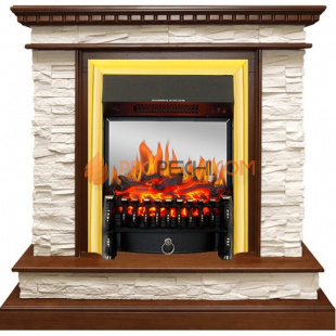 Каминокомплект Royal Flame Calgary - Дуб / Сланец белый с очагом Fobos FX M Brass
