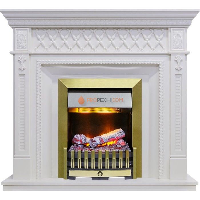 Каминокомплект Dimplex Alexandria - Белый дуб с очагом Danville Antique Brass FB2