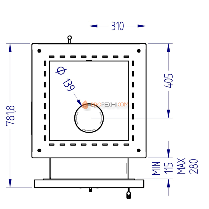 Газовая печь для бани Klover RT 35-RV 310S ( Талькомагнезит Скала, прямые углы )