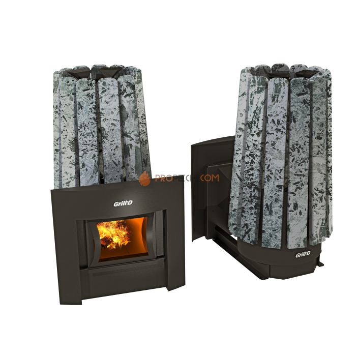 Дровяная банная печь Grill’D Cometa 180 Vega Window, Stone (Серпентинит) Pro