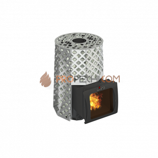 Дровяная печь для бани Grill’D Violet Steel Romb Short Window Max (Камень колотый 100 кг)