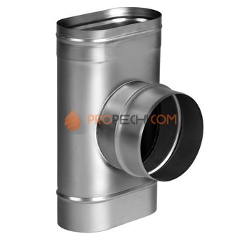 ТРОЙНИК 90° 100X200 С ПАТРУБКОМ КРУГЛОГО СЕЧЕНИЯ D180, AISI 321